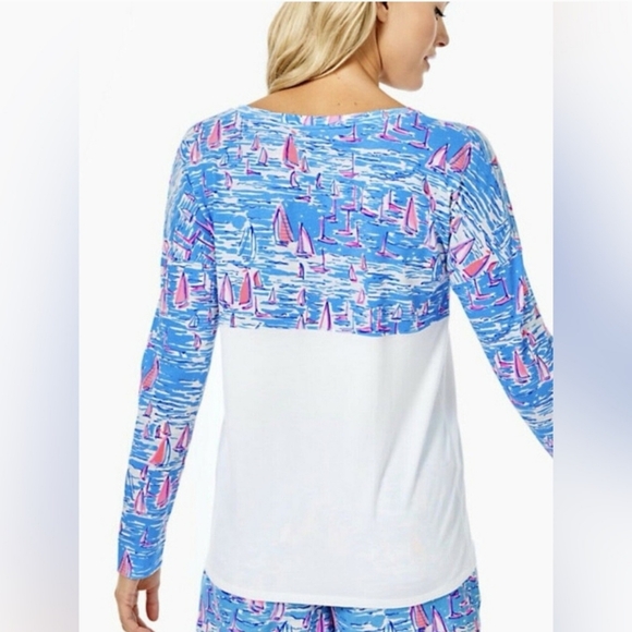 Lilly Pulitzer Finn Top Zanzibar Blue Boatylicious Long Sleeve Tee - S - Picture 4 of 8